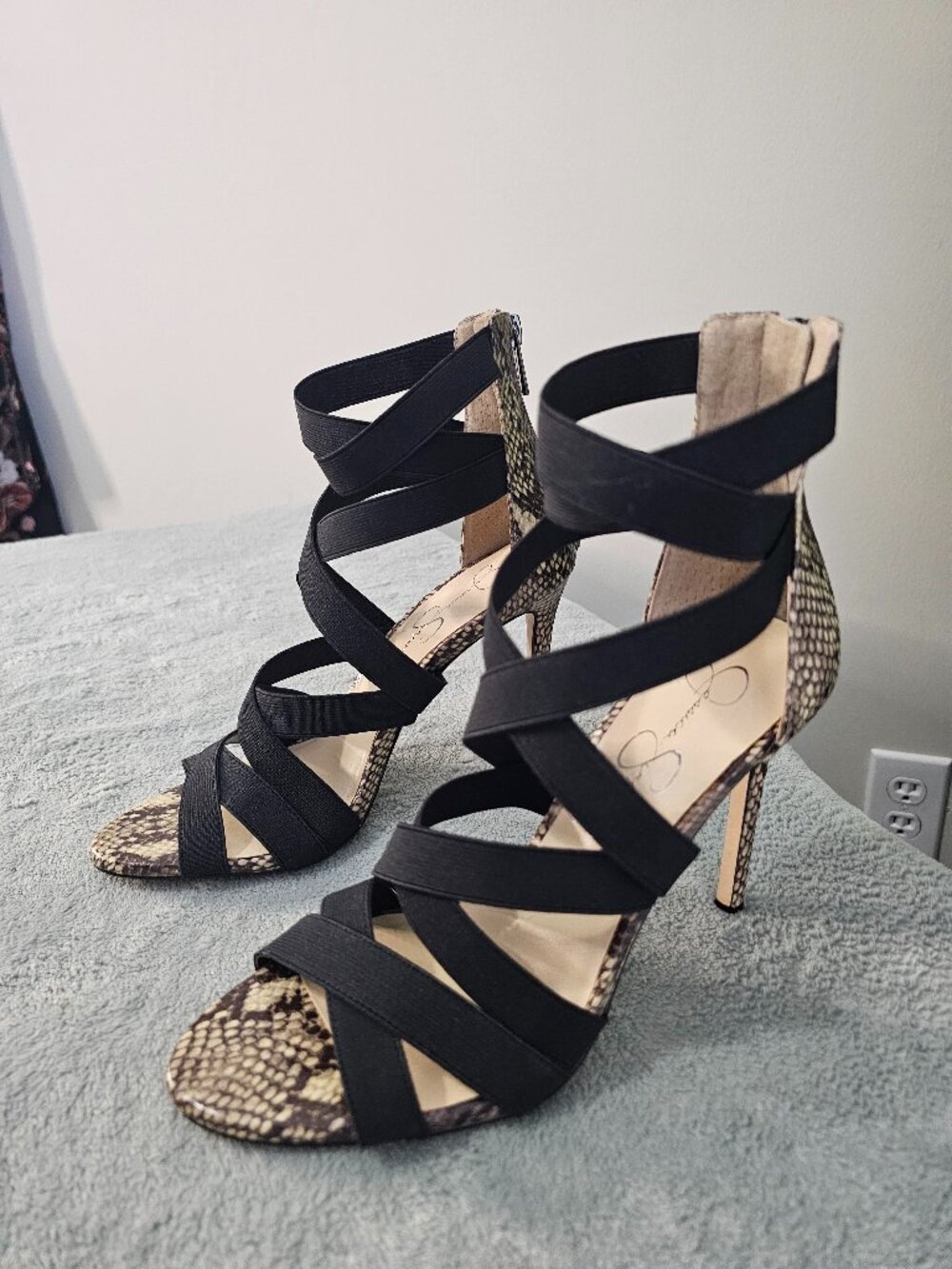 Jessica Simpson Snake Print Strappy Heels Sz 8.5